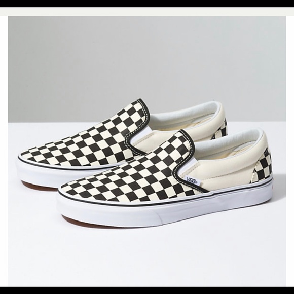 vans checkered slide ons